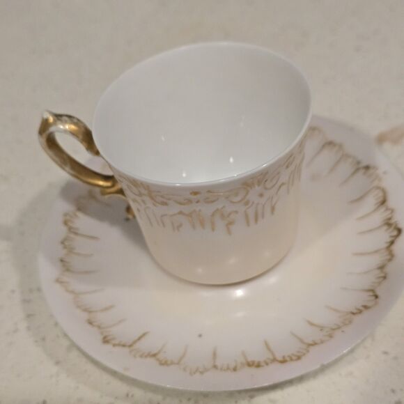 Limoges France Demitasse Cup & Saucer Hand Painted Gold c.1900 - Picture 7 of 12